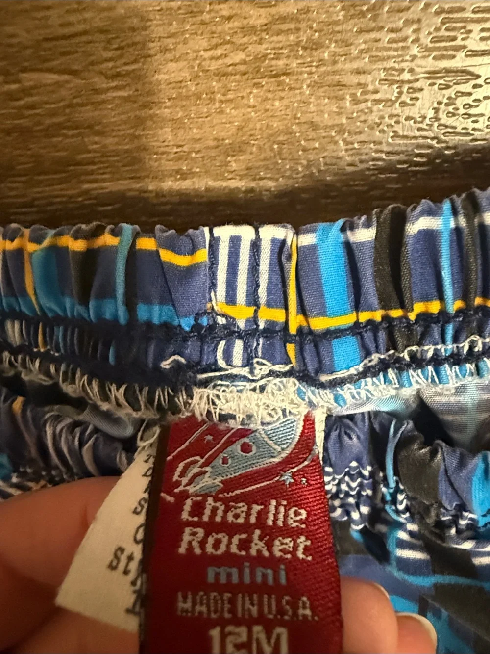 Charlie Rocket Blue Plaid Elastic-Waist Shorts